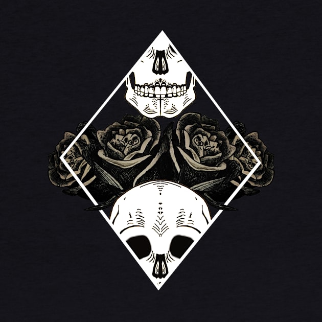 Retro Skeleton and Rose Design by deadlydelicatedesigns